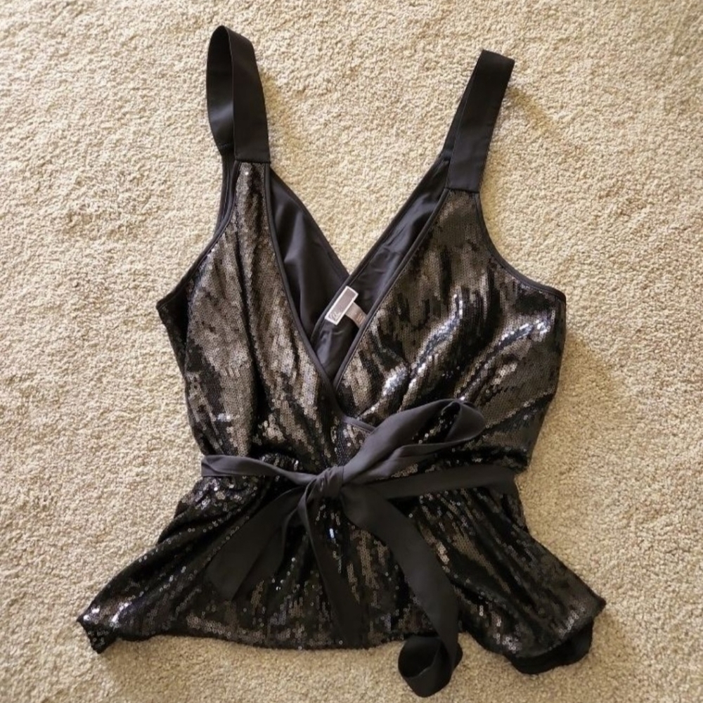 Chelsea 28 Black Sequin Tank Top Size L